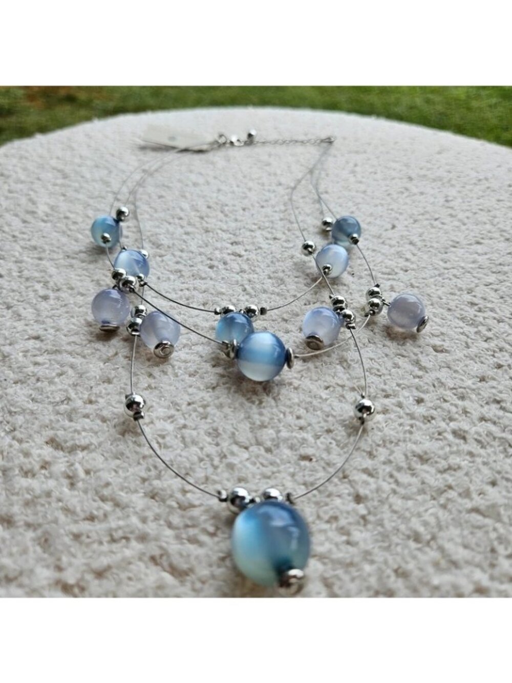 Christopher Banks necklace silver and blue beads New with tags